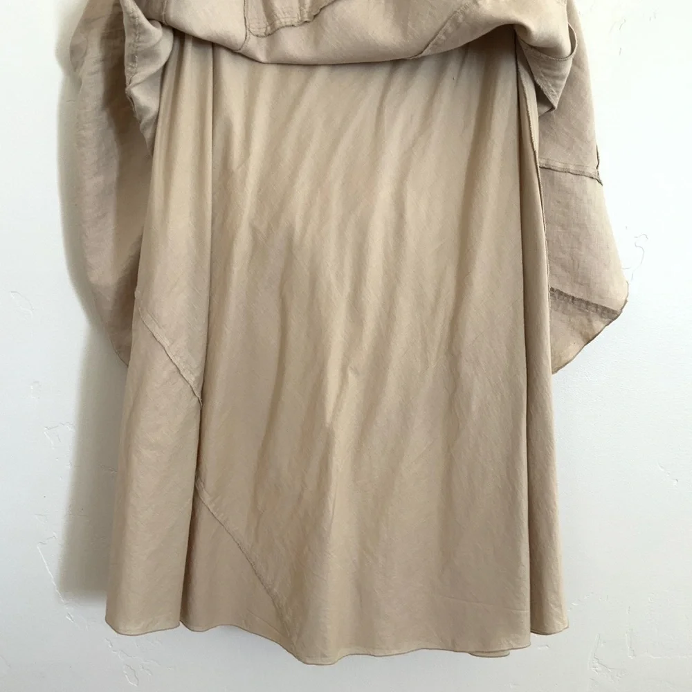 Isabella Bird Tan Panel Tan Beige Linen Lagenlook A-Line Skirt Size 12 - Picture 4 of 14